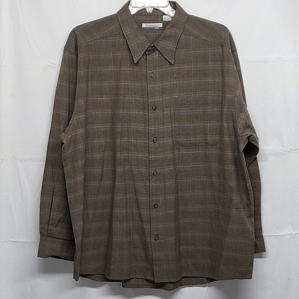 Vintage Firethorn Silver Mens Shirt Button Up XXL Elbow Patch Wool Blend Washabl